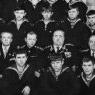 Ветераны-подводники среди моряков подводной лодки Б-6 Северного флота. Второй ряд  (справа налево) капитан 1 ранга В. Тамман, вице-адмирал Г. Щедрин, командир подводной лодки Б-6 Н. Дюдяев. Полярный. 1974 г.
