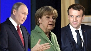 Путин обсудил с Меркель и Макроном ситуацию на востоке Украины