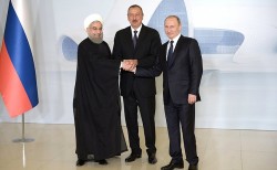 В Баку прошла трёхсторонняя встреча Путина, Роухани и Алиева 