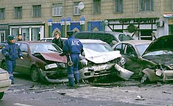 В Москве 15 машин столкнулись из-за гололеда